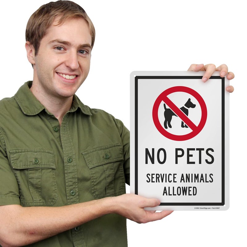 SmartSign 14 x 10 inch â€œNo Pets - Service Animals Allowedâ€ Metal Sign, 40 mil Laminated Rustproof Aluminum, Red, Black and White, Made in USA - Image 2